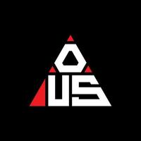 diseño de logotipo de letra triangular ous con forma de triángulo. monograma de diseño de logotipo de triángulo ous. plantilla de logotipo de vector de triángulo ous con color rojo. logotipo triangular ous logotipo simple, elegante y lujoso.