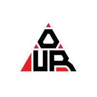 nuestro diseño de logotipo de letra triangular con forma de triángulo. nuestro monograma de diseño de logotipo triangular. nuestra plantilla de logotipo vectorial triangular con color rojo. nuestro logotipo triangular logotipo simple, elegante y lujoso. vector