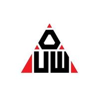 OUW triangle letter logo design with triangle shape. OUW triangle logo design monogram. OUW triangle vector logo template with red color. OUW triangular logo Simple, Elegant, and Luxurious Logo.