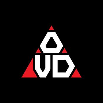 OVD triangle letter logo design with triangle shape. OVD triangle logo design monogram. OVD triangle vector logo template with red color. OVD triangular logo Simple, Elegant, and Luxurious Logo.