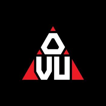 diseño de logotipo de letra triangular ovu con forma de triángulo. monograma de diseño del logotipo del triángulo ovu. plantilla de logotipo de vector de triángulo ovu con color rojo. logotipo triangular ovu logotipo simple, elegante y lujoso.