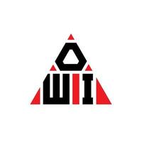 diseño de logotipo de letra triangular owi con forma de triángulo. monograma de diseño del logotipo del triángulo owi. plantilla de logotipo de vector de triángulo owi con color rojo. logotipo triangular owi logotipo simple, elegante y lujoso.