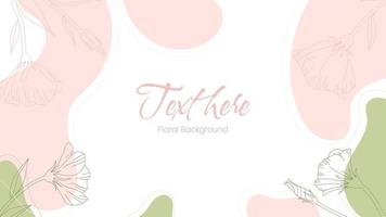 fondo abstracto de moda con formas fluidas y elementos florales en colores pastel. onda geométrica moderna con vector de flores para tarjeta, afiche, blog, papel tapiz, invitación de boda. ilustración vectorial