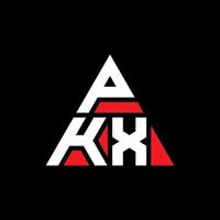 PKX triangle letter logo design with triangle shape. PKX triangle logo design monogram. PKX triangle vector logo template with red color. PKX triangular logo Simple, Elegant, and Luxurious Logo.