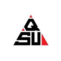 QSU triangle letter logo design with triangle shape. QSU triangle logo design monogram. QSU triangle vector logo template with red color. QSU triangular logo Simple, Elegant, and Luxurious Logo.