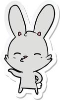 sticker of a curious bunny cartoon vector