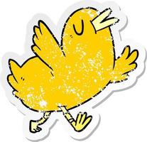 distressed sticker of a cartoon happy bird vector