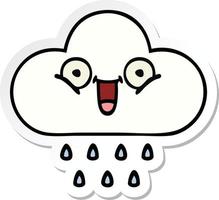 sticker of a cute cartoon rain cloud vector