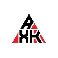 Diseño de logotipo de letra triangular rxk con forma de triángulo. monograma de diseño de logotipo de triángulo rxk. plantilla de logotipo de vector de triángulo rxk con color rojo. logotipo triangular rxk logotipo simple, elegante y lujoso.