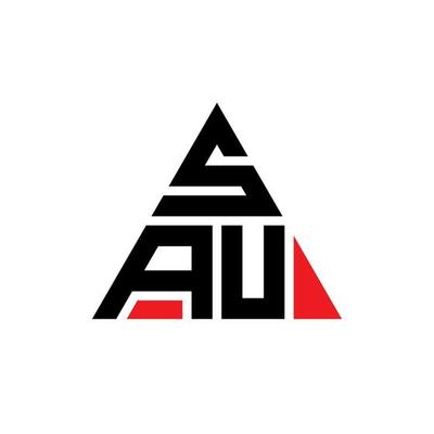 SAU triangle letter logo design with triangle shape. SAU triangle logo design monogram. SAU triangle vector logo template with red color. SAU triangular logo Simple, Elegant, and Luxurious Logo.