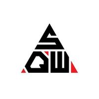 SQW triangle letter logo design with triangle shape. SQW triangle logo design monogram. SQW triangle vector logo template with red color. SQW triangular logo Simple, Elegant, and Luxurious Logo.