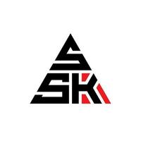 SSK triangle letter logo design with triangle shape. SSK triangle logo design monogram. SSK triangle vector logo template with red color. SSK triangular logo Simple, Elegant, and Luxurious Logo.