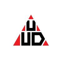 UUD triangle letter logo design with triangle shape. UUD triangle logo design monogram. UUD triangle vector logo template with red color. UUD triangular logo Simple, Elegant, and Luxurious Logo.