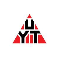 UYT triangle letter logo design with triangle shape. UYT triangle logo design monogram. UYT triangle vector logo template with red color. UYT triangular logo Simple, Elegant, and Luxurious Logo.