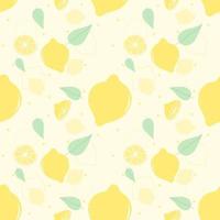 Seamless pattern of lemon and leaves vector