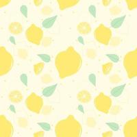 Seamless pattern of lemon and leaves vector