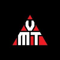 diseño de logotipo de letra triangular vmt con forma de triángulo. monograma de diseño de logotipo de triángulo vmt. plantilla de logotipo de vector de triángulo vmt con color rojo. logotipo triangular vmt logotipo simple, elegante y lujoso.