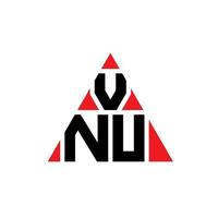 VNU triangle letter logo design with triangle shape. VNU triangle logo design monogram. VNU triangle vector logo template with red color. VNU triangular logo Simple, Elegant, and Luxurious Logo.