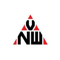 VNW triangle letter logo design with triangle shape. VNW triangle logo design monogram. VNW triangle vector logo template with red color. VNW triangular logo Simple, Elegant, and Luxurious Logo.