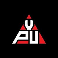 VPU triangle letter logo design with triangle shape. VPU triangle logo design monogram. VPU triangle vector logo template with red color. VPU triangular logo Simple, Elegant, and Luxurious Logo.