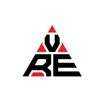 VRE triangle letter logo design with triangle shape. VRE triangle logo design monogram. VRE triangle vector logo template with red color. VRE triangular logo Simple, Elegant, and Luxurious Logo.