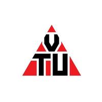 VTU triangle letter logo design with triangle shape. VTU triangle logo design monogram. VTU triangle vector logo template with red color. VTU triangular logo Simple, Elegant, and Luxurious Logo.