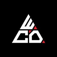 diseño de logotipo de letra triangular wco con forma de triángulo. monograma de diseño del logotipo del triángulo wco. plantilla de logotipo de vector de triángulo wco con color rojo. logotipo triangular wco logotipo simple, elegante y lujoso. wco