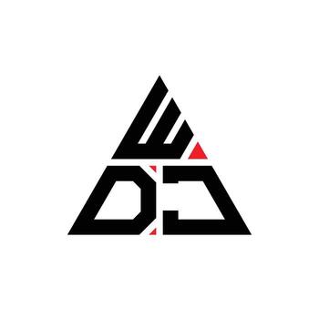 WDJ triangle letter logo design with triangle shape. WDJ triangle logo design monogram. WDJ triangle vector logo template with red color. WDJ triangular logo Simple, Elegant, and Luxurious Logo. WDJ