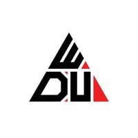 WDU triangle letter logo design with triangle shape. WDU triangle logo design monogram. WDU triangle vector logo template with red color. WDU triangular logo Simple, Elegant, and Luxurious Logo. WDU