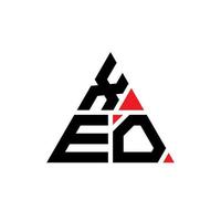 XEO triangle letter logo design with triangle shape. XEO triangle logo design monogram. XEO triangle vector logo template with red color. XEO triangular logo Simple, Elegant, and Luxurious Logo.