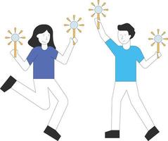 Boy and girl are celebrating Diwali. vector