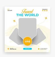 Travel the world social media post banner template vector