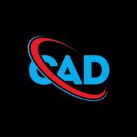 CAD logo. CAD letter. CAD letter logo design. Initials CAD logo linked with circle and uppercase monogram logo. CAD typography for technology, business and real estate brand. vector