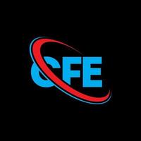 logotipo de cfe. carta cfe. diseño del logotipo de la letra cfe. Iniciales logo cfe enlazado con círculo y logo monograma en mayúsculas. tipografía cfe para marca tecnológica, comercial e inmobiliaria. vector