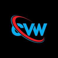 logotipo de CVW. letra CVW. diseño del logotipo de la letra cvw. logotipo de iniciales cvw vinculado con círculo y logotipo de monograma en mayúsculas. tipografía cvw para tecnología, negocios y marca inmobiliaria. vector