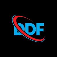 logotipo ddf. letra ddf. diseño de logotipo de letra ddf. logotipo de iniciales ddf vinculado con círculo y logotipo de monograma en mayúsculas. tipografía ddf para tecnología, negocios y marca inmobiliaria. vector