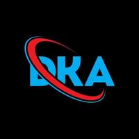 logotipo de dka. letra dka. diseño del logotipo de la letra dka. logotipo de las iniciales dka vinculado con un círculo y un logotipo de monograma en mayúsculas. Tipografía dka para tecnología, negocios y marca inmobiliaria. vector