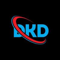 DKD logo. DKD letter. DKD letter logo design. Initials DKD logo linked with circle and uppercase monogram logo. DKD typography for technology, business and real estate brand. vector