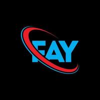 logotipo de Fay. carta de fay. diseño del logotipo de la letra fay. logotipo de las iniciales fay vinculado con un círculo y un logotipo de monograma en mayúsculas. tipografía fay para tecnología, negocios y marca inmobiliaria. vector