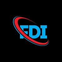 FDI logo. FDI letter. FDI letter logo design. Initials FDI logo linked with circle and uppercase monogram logo. FDI typography for technology, business and real estate brand. vector