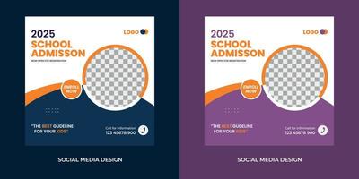 school admission banner, education, social, media, education post, design vector