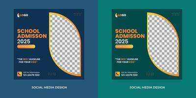 banner de admisión a la escuela, educación, social, medios de comunicación, puesto de educación, diseño vector