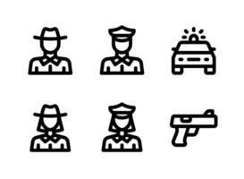conjunto simple de iconos de línea vectorial relacionados con la justicia y la ley