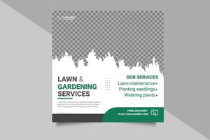 Agricultural and farming services social media post lawn gardening templat vector