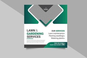 Agricultural and farming services social media post lawn gardening templat vector