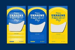 Ukraine independence day celebration with 3d flag-waving illustration vertical banner template set vector