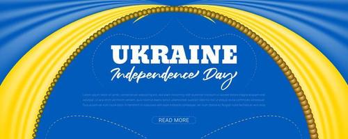 Ukraine independence day celebration background with 3d flag-waving design vector
