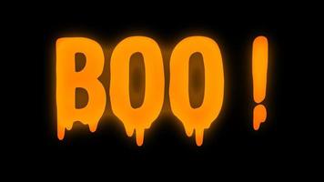 geanimeerde zwarte achtergrond met boo-tekst. geschikt voor gebruik als titels, video-intro's en andere inhoud met een halloween-thema video