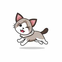 Vector cartoon character ragdoll cat running