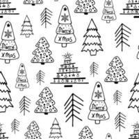 Doodle christmas trees pattern vector